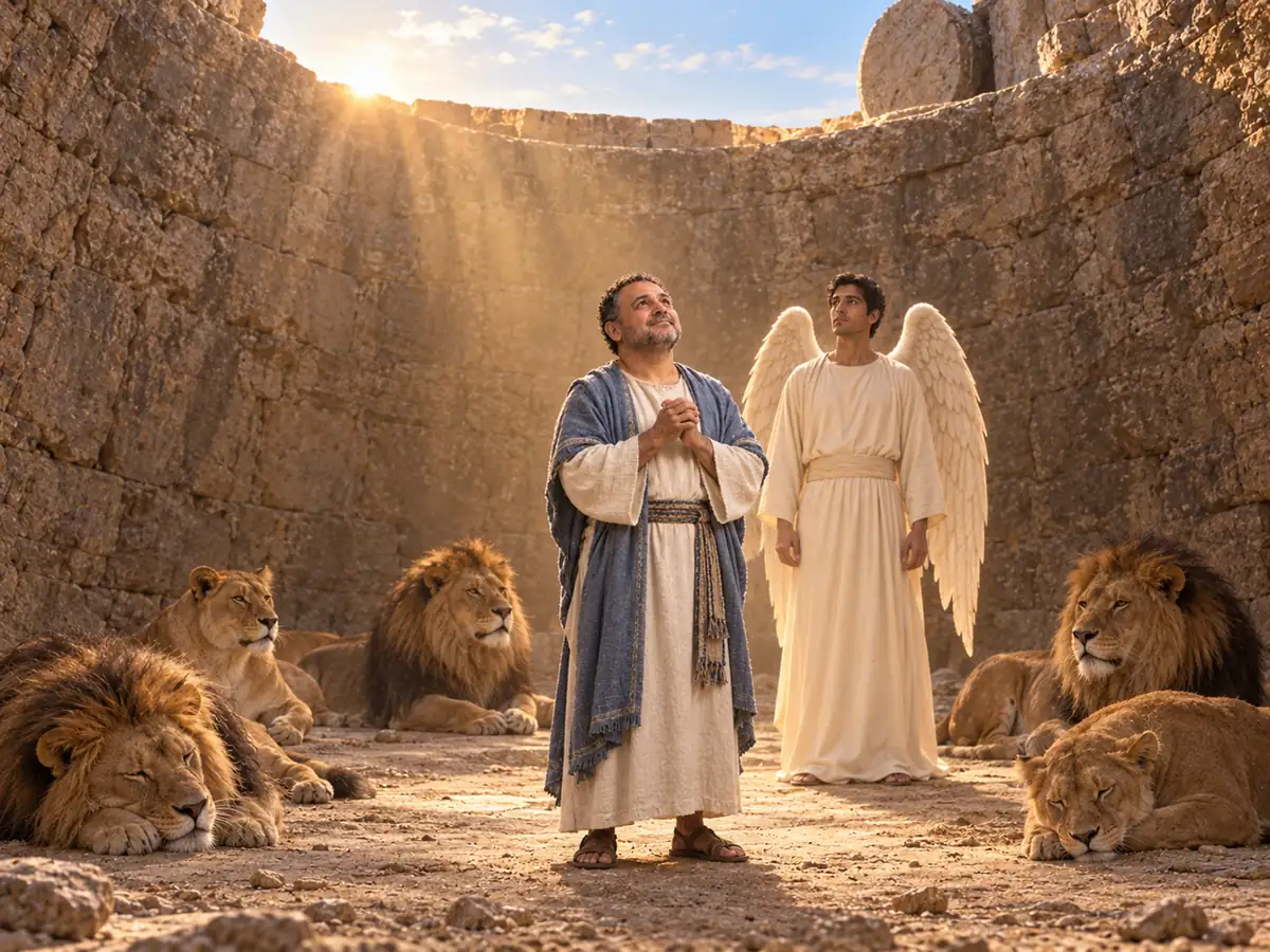 Daniel en el foso de los leones: recreación artística