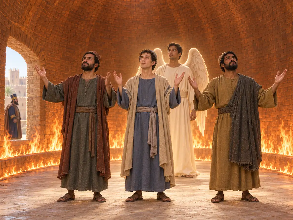 Tres jóvenes en el horno: recreación artística