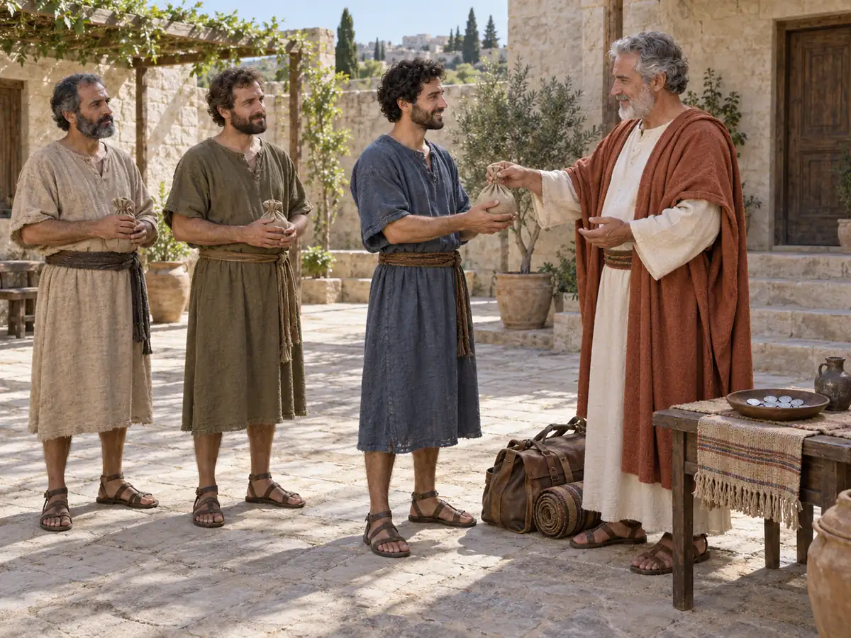Los talentos: recreación artística del Evangelio de este día